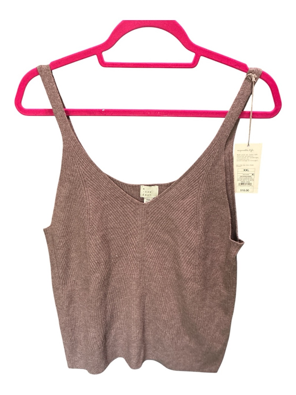 a new day Ribbed V-Neck Tank Top — Brown